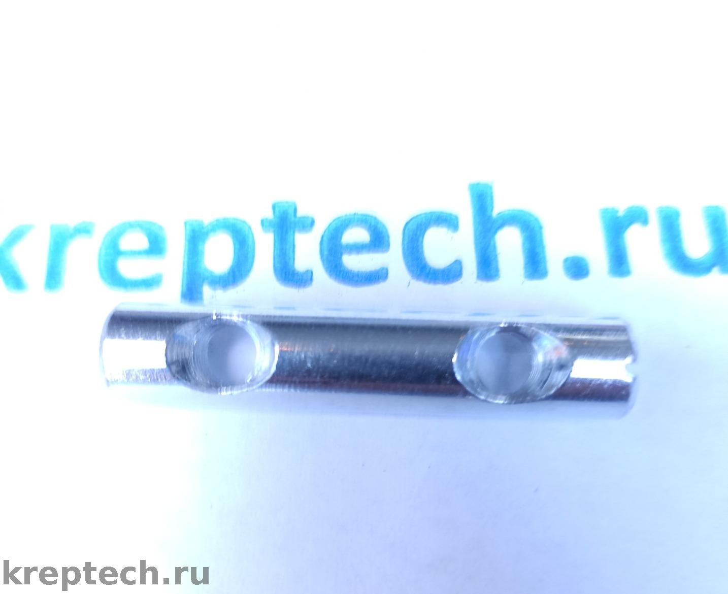 Гайка бочонок м 8/12х60х32 с двумя резьбовыми отверстиями белый цинк в ...